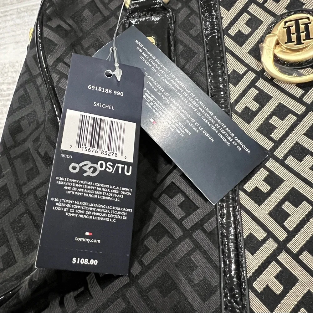 NWT Tommy Hilfiger Purse Satchel Black/Brown Logo Bag With Used Wallet‎ Included
